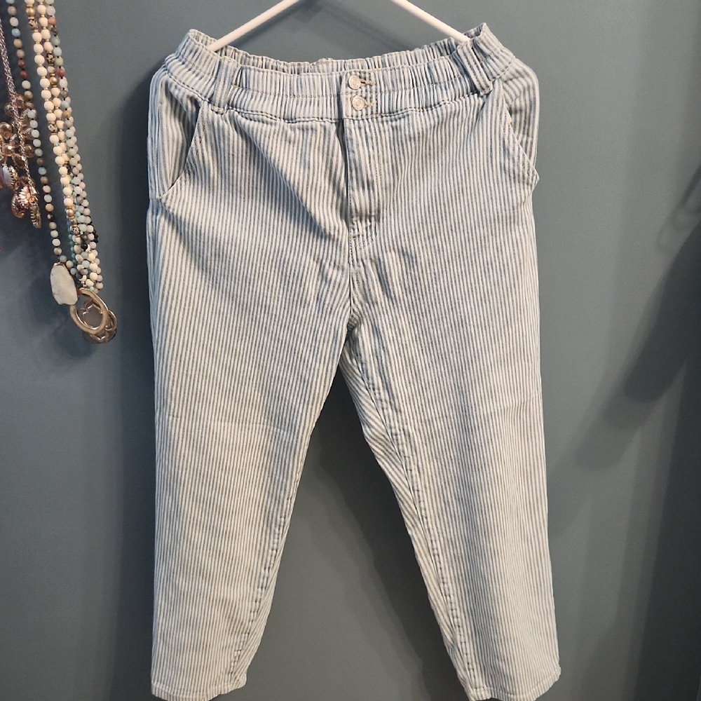 KanCan Light Blue Striped Ankle Jeans